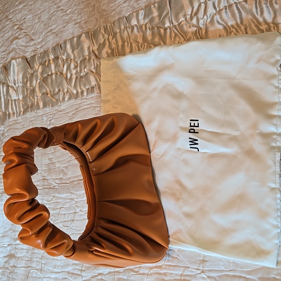 JW PEI Gabbi Ruched Vegan Leather Hobo Bag Burnt Orange Top Handle Dust Bag - Picture 10 of 12